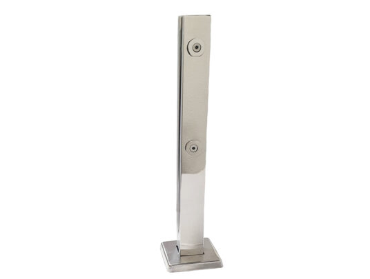 Coluna Torre Pinça 2 Furos para Guarda Corpo de Vidro em Aço Inox 304 50cm Coluna Torre Pinça 2 Furos para Guarda Corpo de Vidro em Aço Inox 304 50cm