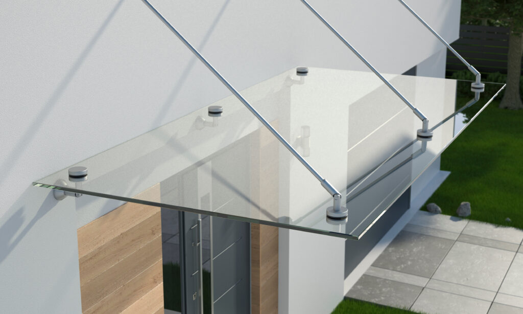 projetos com vidro, toldo de vidro